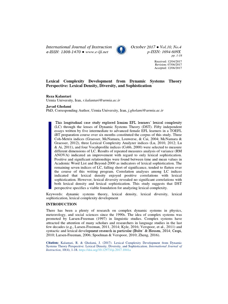 Lexical Complexity Development From Dyna | PDF | Second Language ...