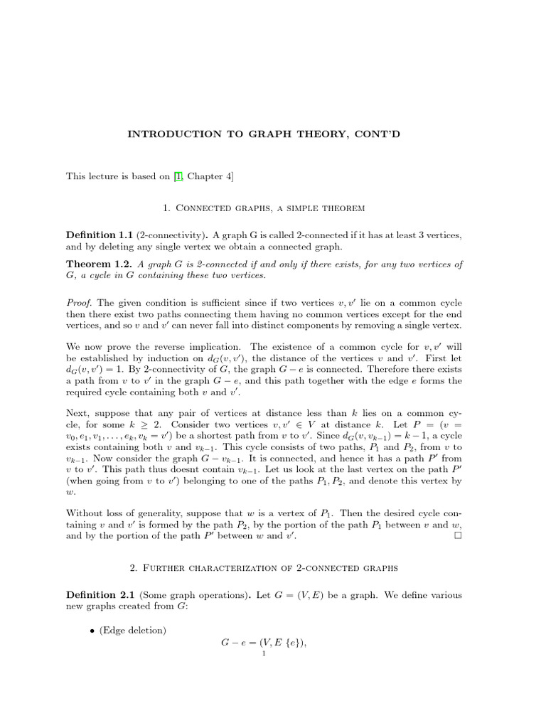 Understanding 2-Connected Graphs | PDF | Vertex (Graph Theory ...