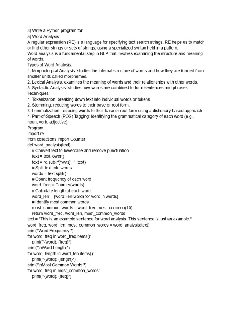 Python NLP: Word Analysis & Generation | PDF | Word | Part Of Speech