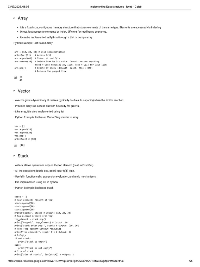 Unit-1.3 Implementing Data Structures | PDF