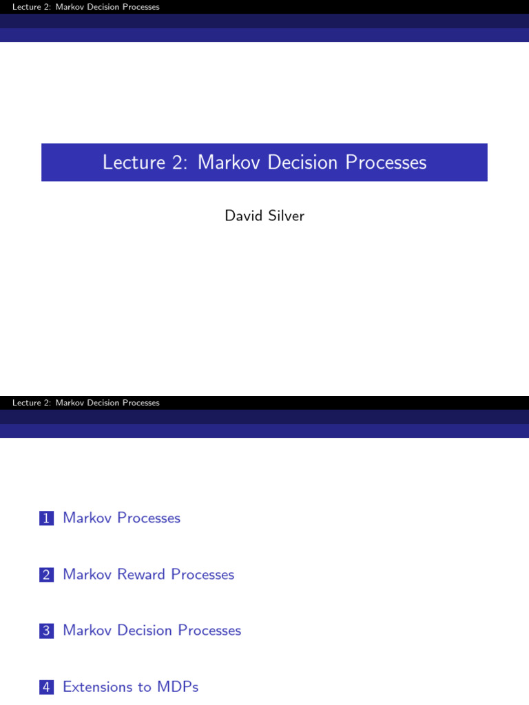 Lecture 2 Mdp | PDF | Markov Chain | Applied Mathematics