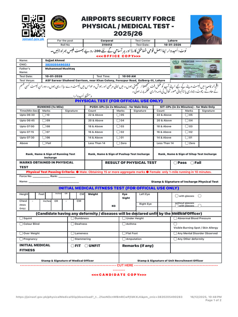 Test Slip - Join ASF | PDF | Medical Specialties | Diseases And Disorders