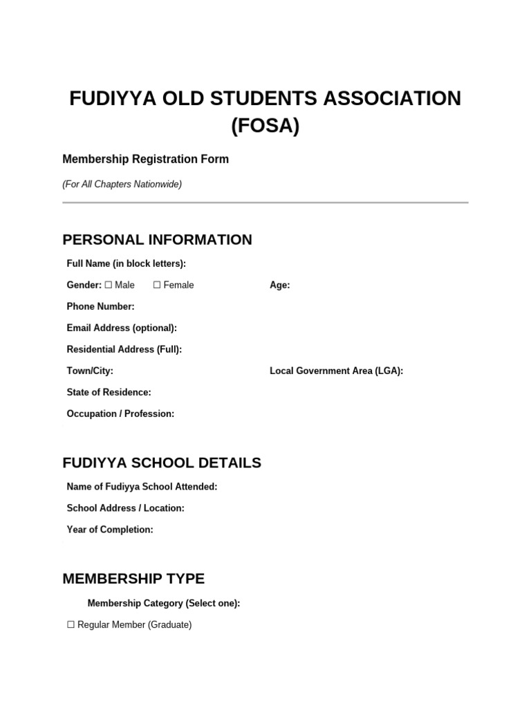 Fudiyya Old Students Association (Fosa) | PDF