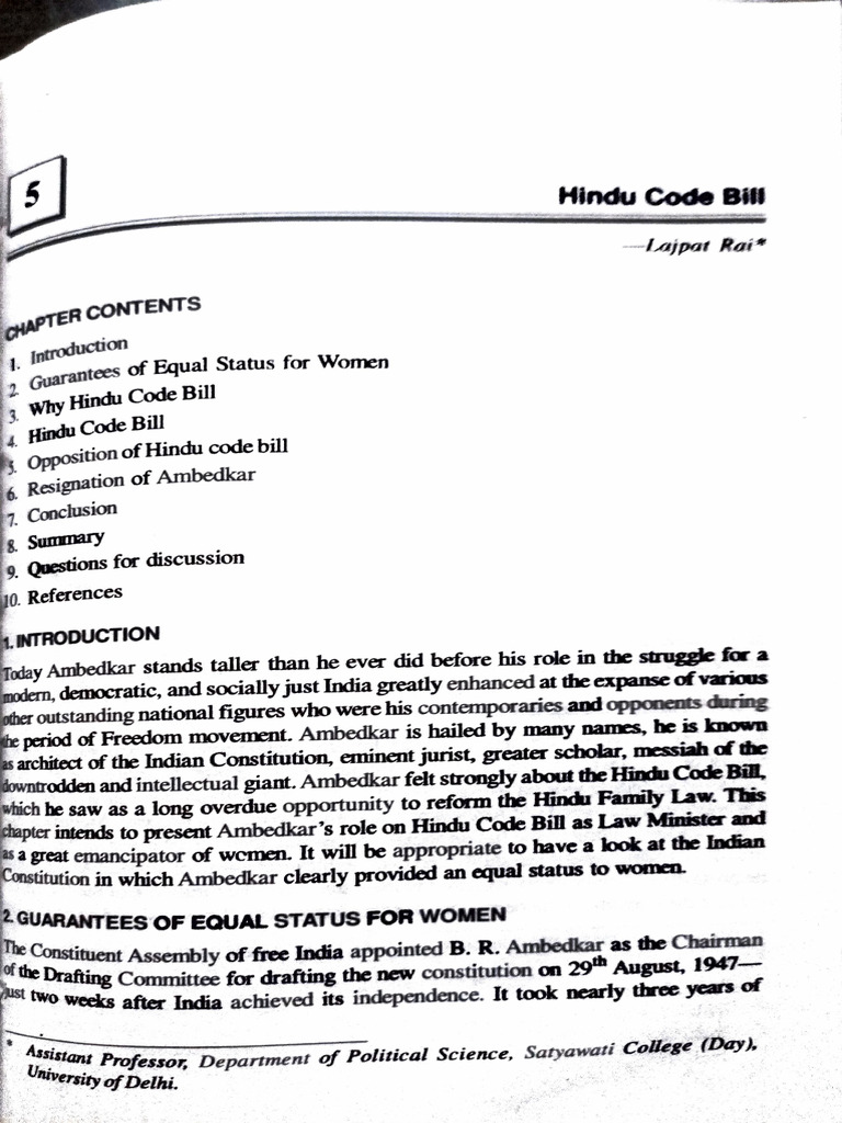 Ambedkar and the Hindu Code Bill | PDF | Marriage | Inheritance