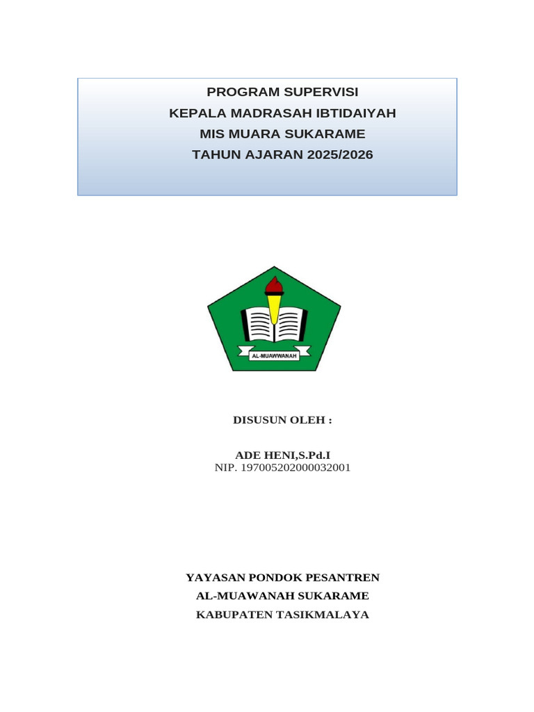 Program Supervisi Kepala Madrasah 2025/2026 | PDF
