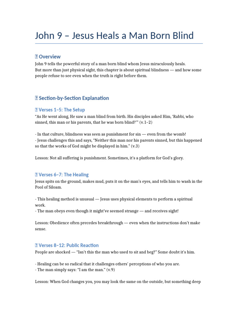 John 9 Explanation and Devotional Thought | PDF | Jesus | Pharisees
