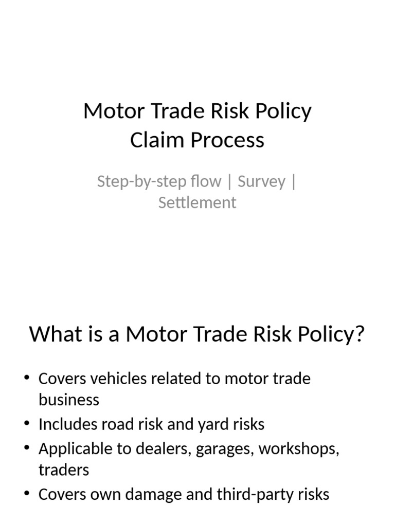 Motor Trade Risk Policy Claim Process Guide | PDF