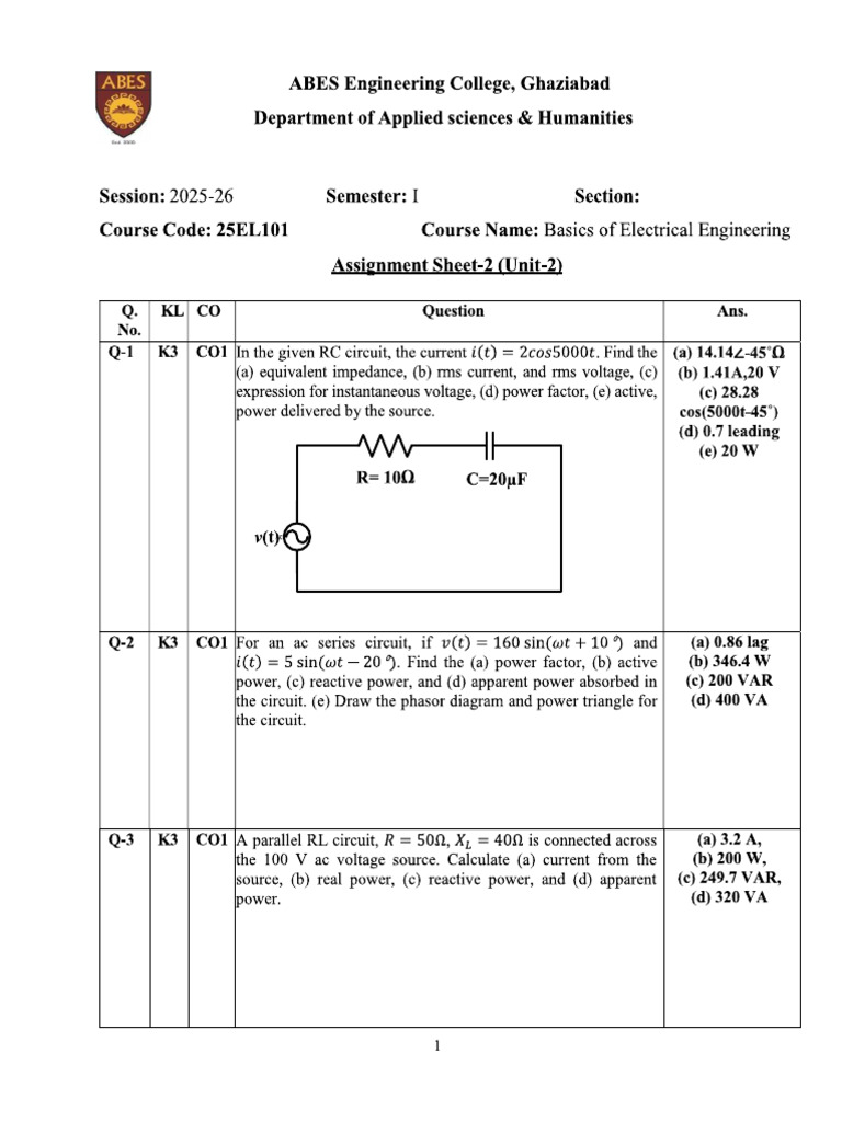 Electrical Assignment | PDF