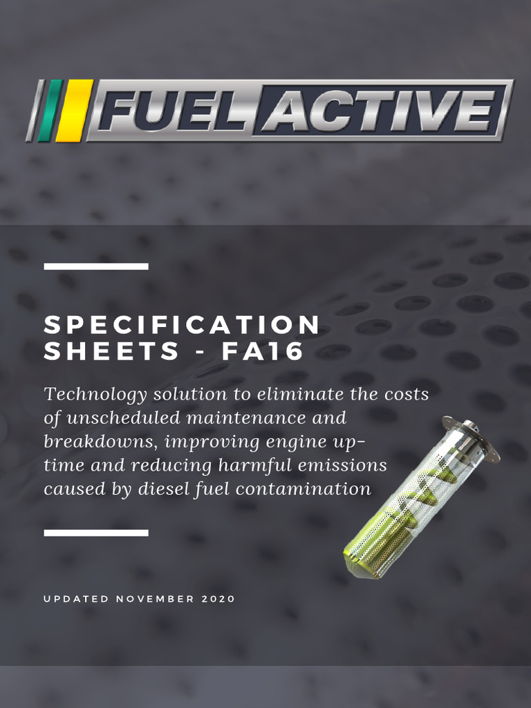 FuelActive FA16 Specifications Guide | PDF | Specification (Technical ...