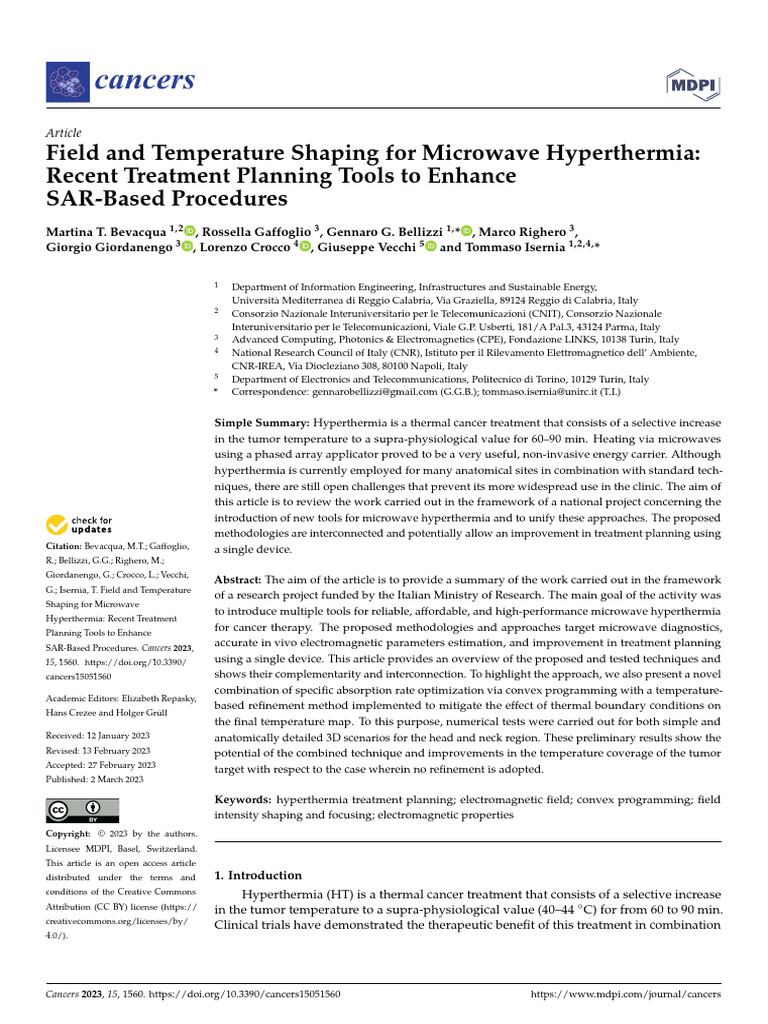 Microwave Hyperthermia Treatment Tools | PDF | Ct Scan | Medical Imaging