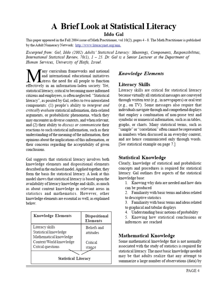 Understanding Statistical Literacy Essentials | PDF | Statistics ...