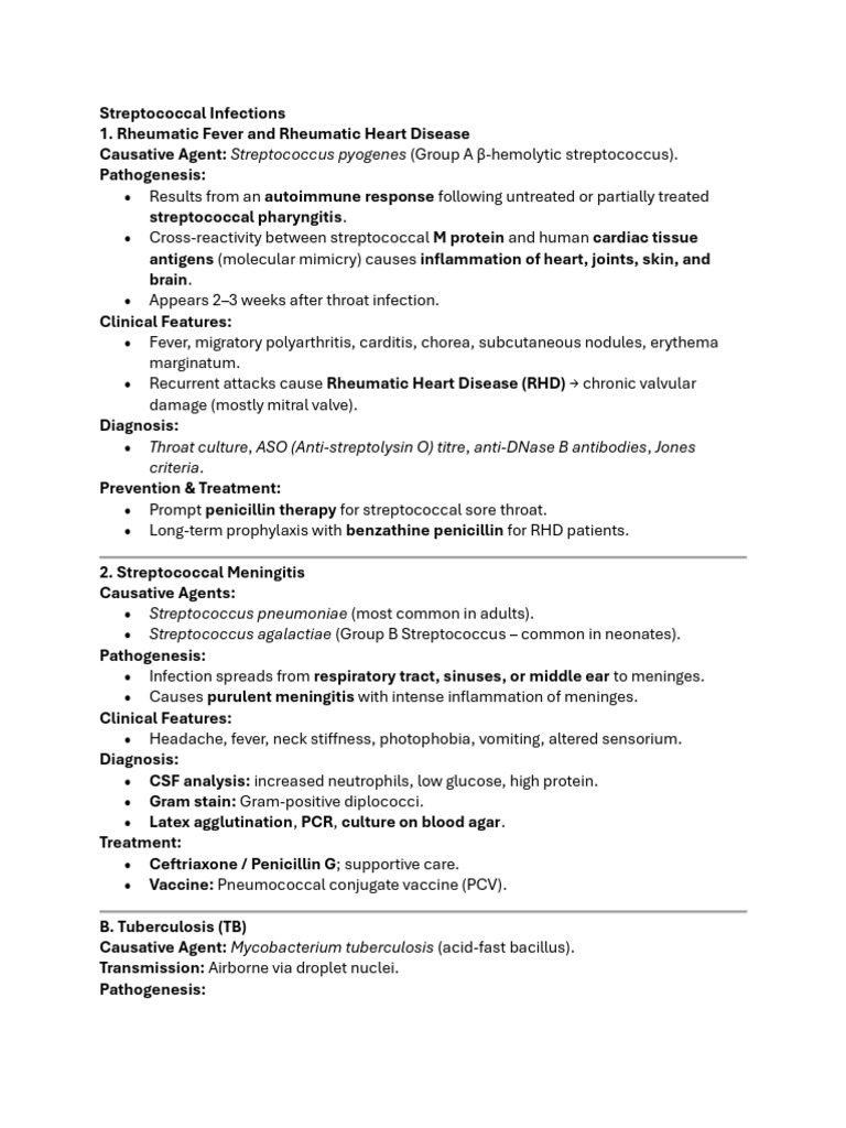 Streptococcal Infections | PDF | Streptococcus | Tuberculosis