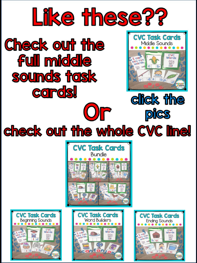 CVC Task Cards for Early Readers | PDF
