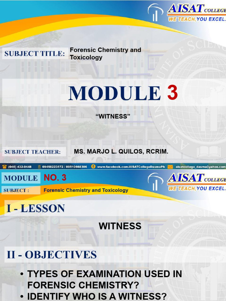 Forensic Chemistry: Witness Types &amp; Analysis | PDF | Forensic Science ...