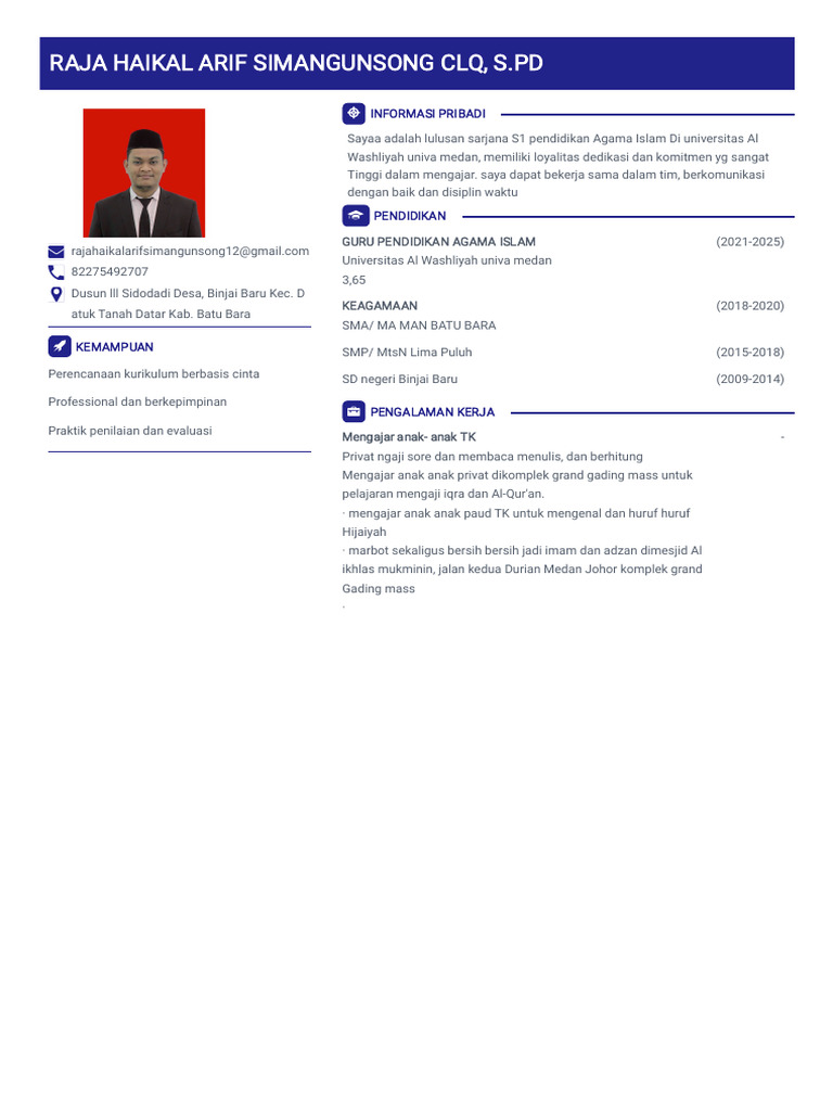 CV - Raja Haikal Arif | PDF