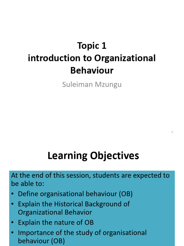 Introduction to Organizational Behavior | PDF | Organizational Behavior ...