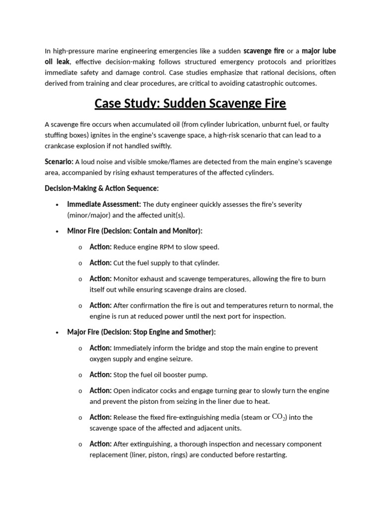 Case Study-Scavenge Fire & A Major Lube Oil Leak | PDF | Engines | Fires