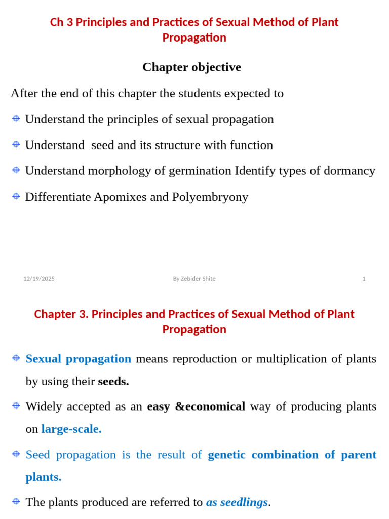 Principles of Sexual Plant Propagation | PDF | Seed | Germination