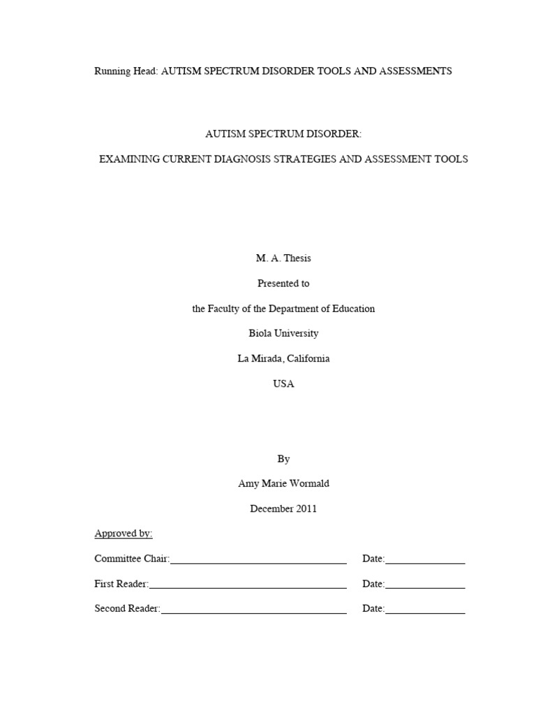 AUTISM SPECTRUM DISORDER TOOLS AND ASSESSMENTS | PDF | Autism ...