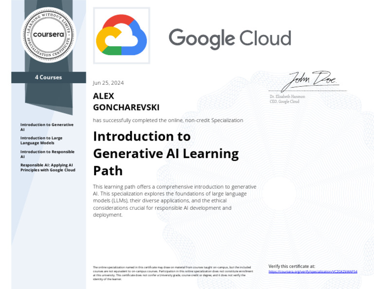 Generative AI Learning Path Certificate | PDF