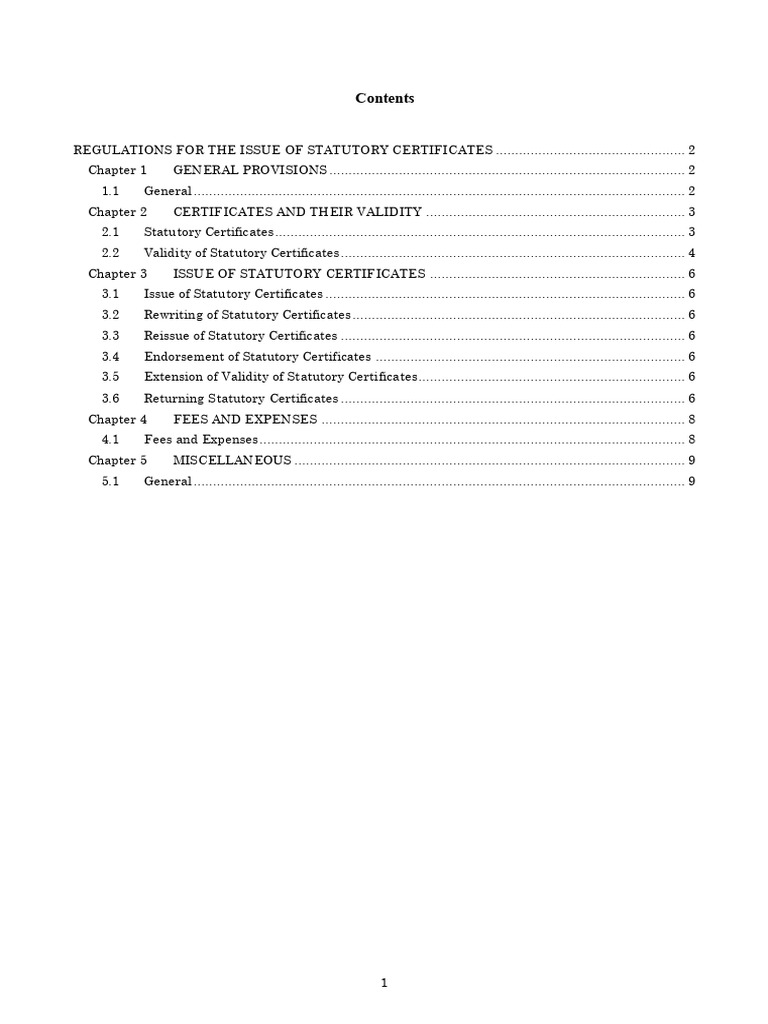 Statutory Certificate Issuance Regulations | PDF | Ships | Cargo