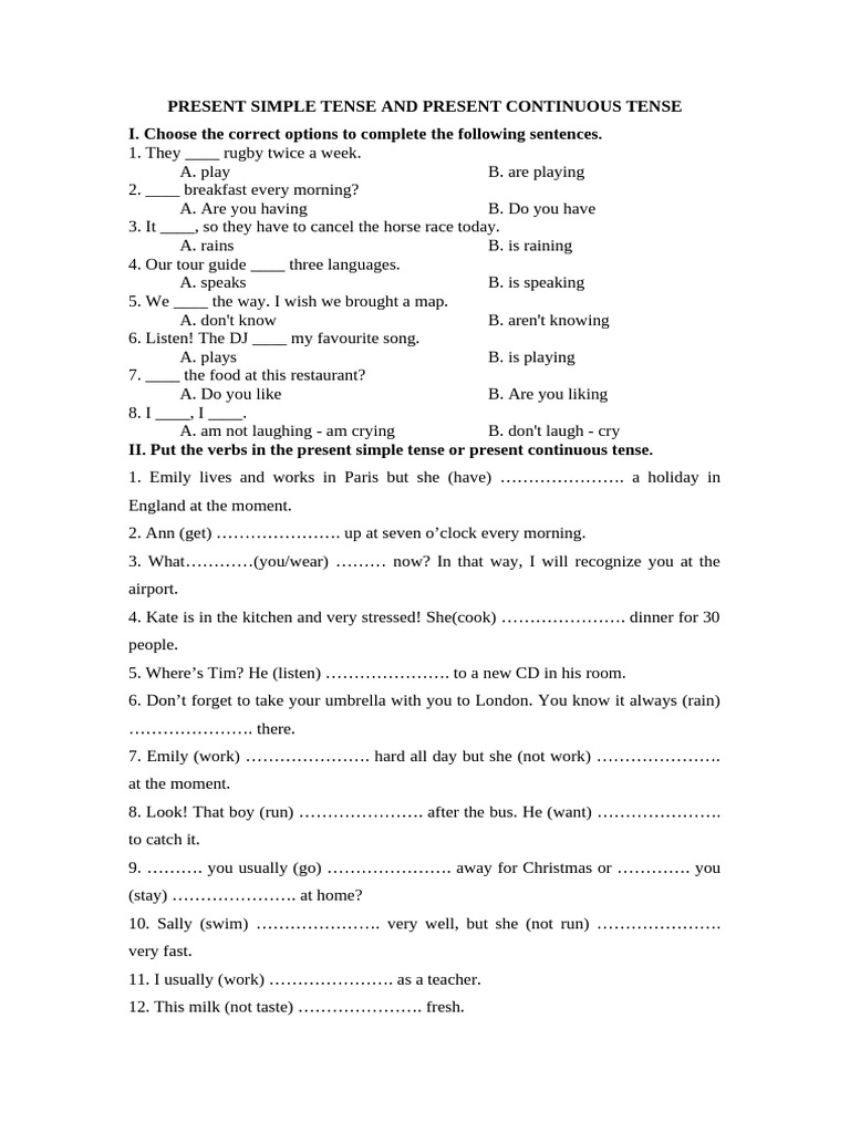 Present Simple Tense and Present Continuous Tense | PDF | Linguistics