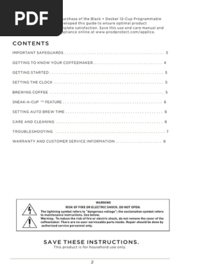Black + Decker 12-Cup Coffeemaker Guide | PDF