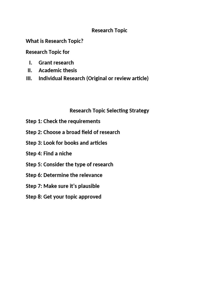 Research Topic Sheet | PDF