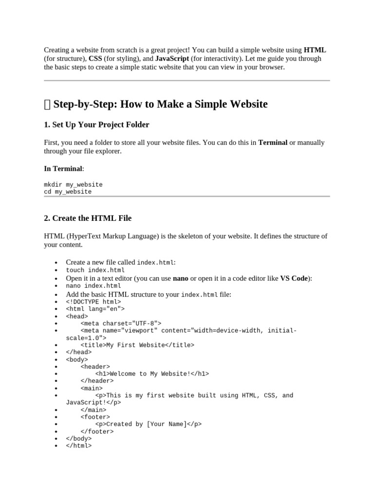 Build a Simple Website from Scratch | PDF | Websites | Html