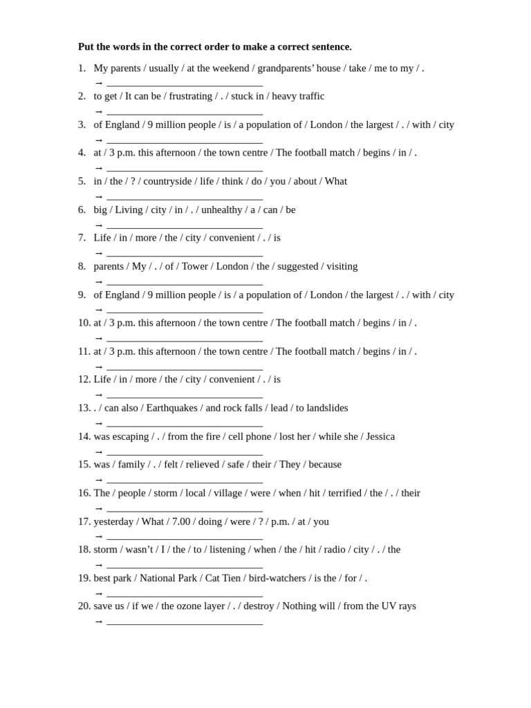 Sentence Rearrangement Exercises | PDF | Chess Openings | Chess