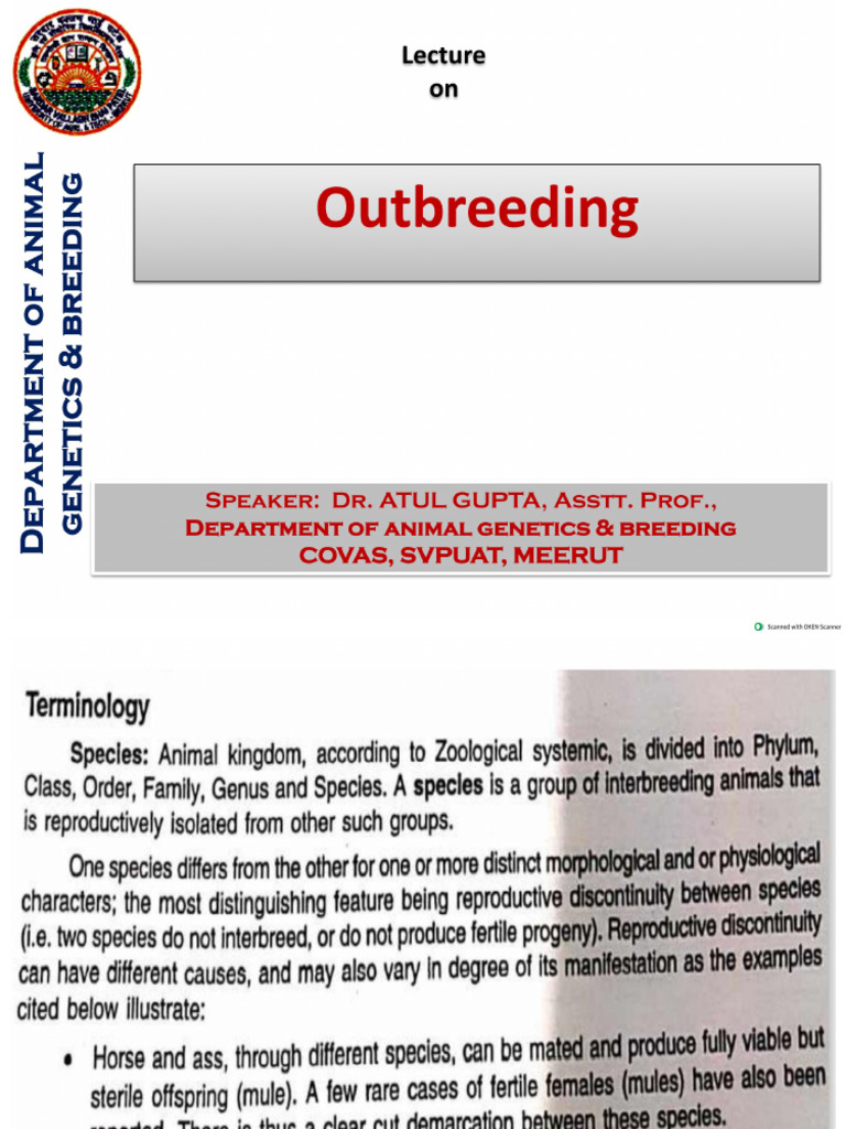 Lecture Outbreeding 1.7.21 | PDF