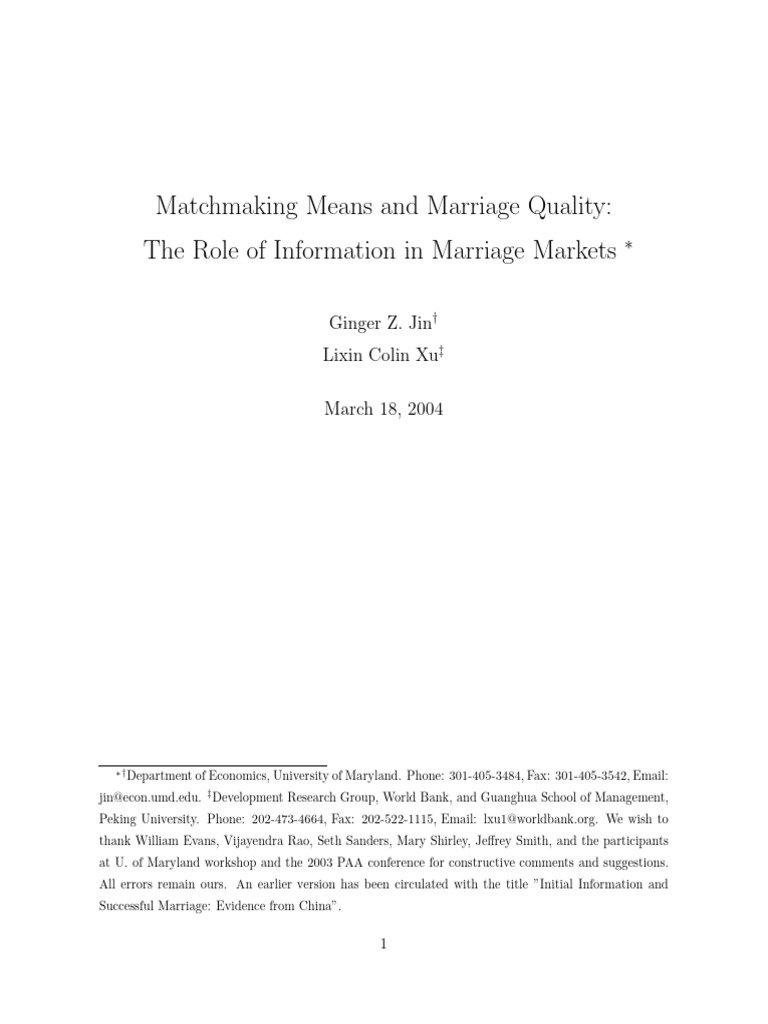 Impact of Matchmaking on Marriage Quality | PDF | Marriage | Family