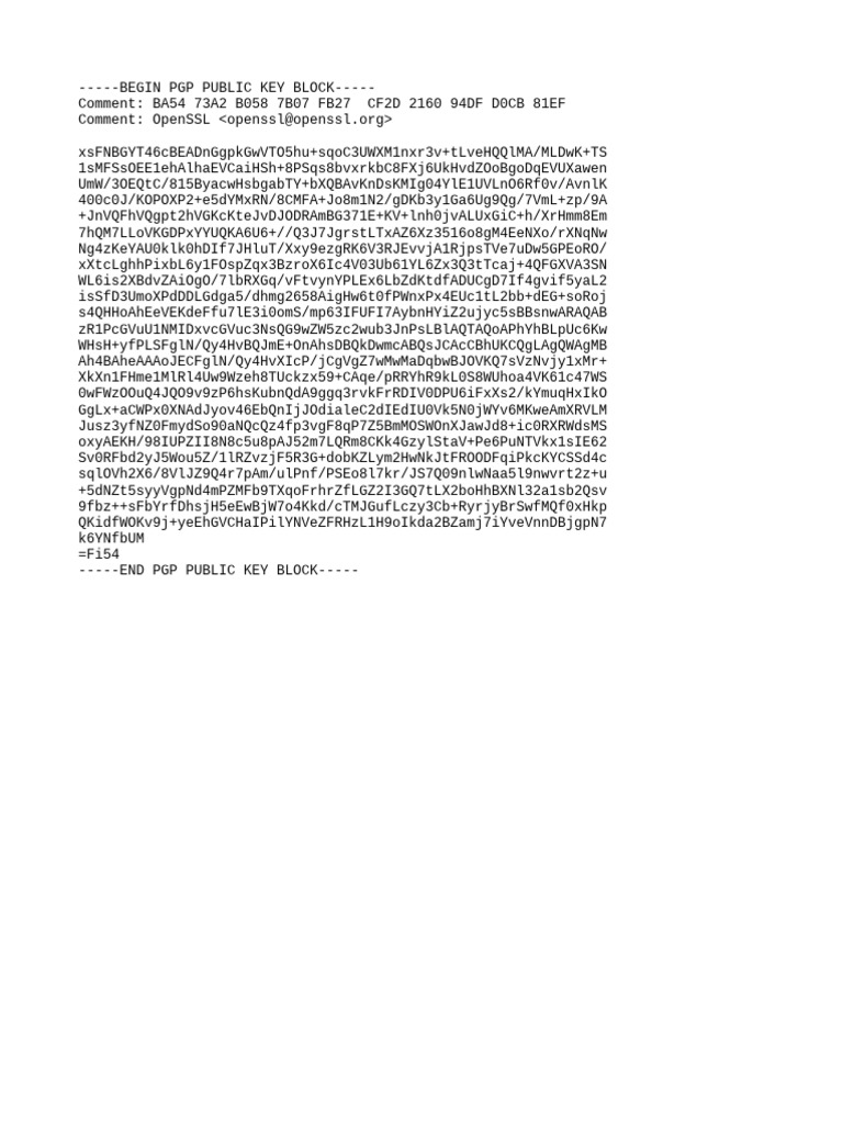 PGP Public Key Block Example | PDF