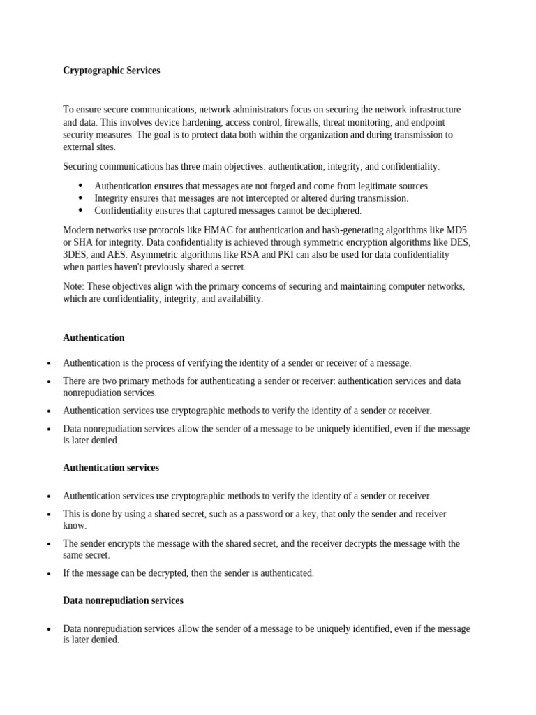 Cryptographic Services for Secure Communication | PDF | Cryptanalysis ...