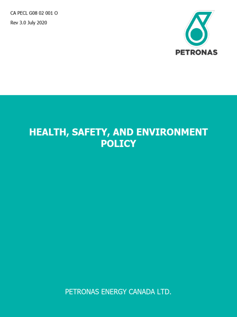 Petronas Canada 2020 09 Policy Hsse | PDF | Safety | Employment