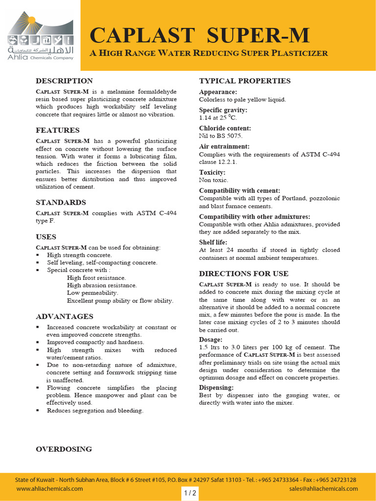 Caplast Super m | PDF | Concrete | Building Engineering