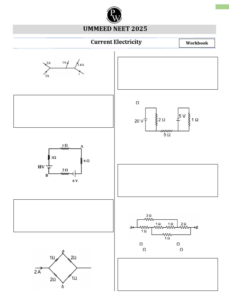 UMMEED NEET 2025 Current Electricity Solutions | PDF | Series And ...