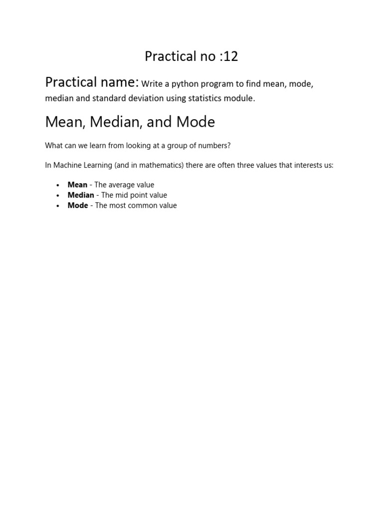 Python Statistics: Mean, Mode, Median | PDF