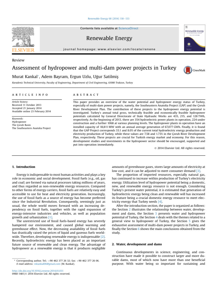 Hydropower Assessment in Turkey's Dams | PDF | Hydroelectricity | Dam