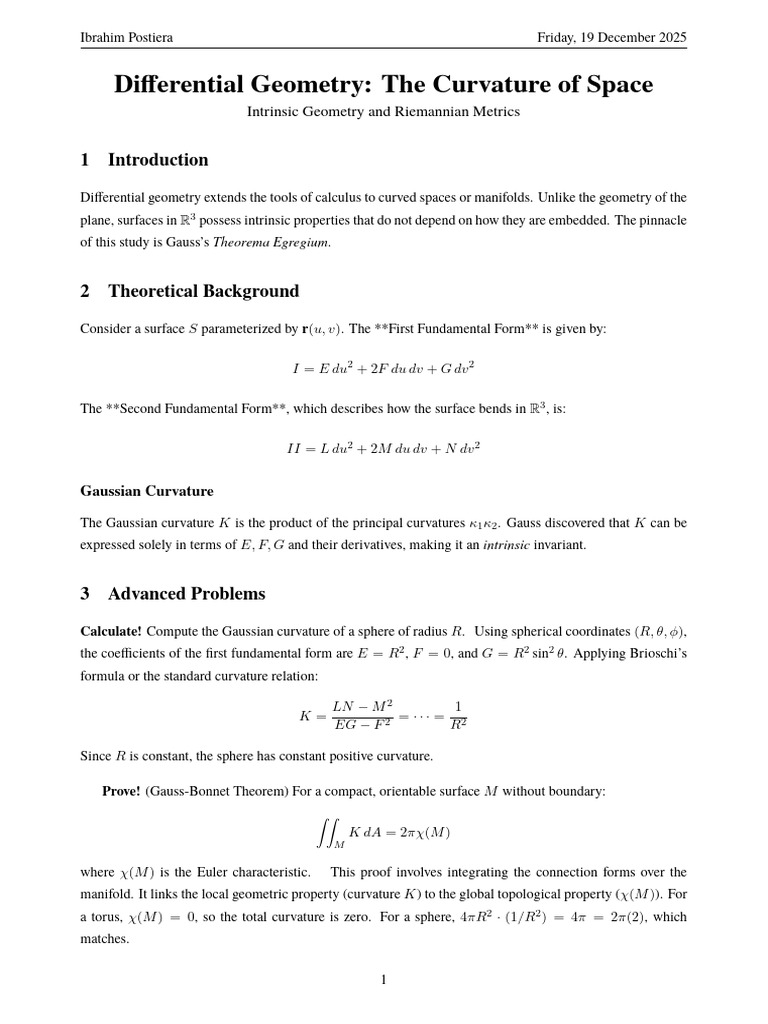 Differential Geometry and Curvature Insights | PDF | Curvature ...