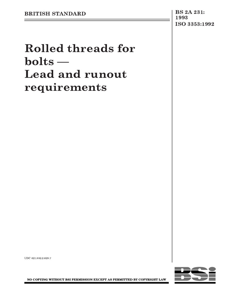 BS 2a 231-1993 (1999) Iso 3353-1992 | PDF | Screw | Copyright