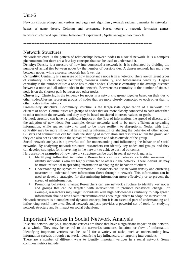 Network Structures and Dynamics Explained | PDF | Voting | Social Network