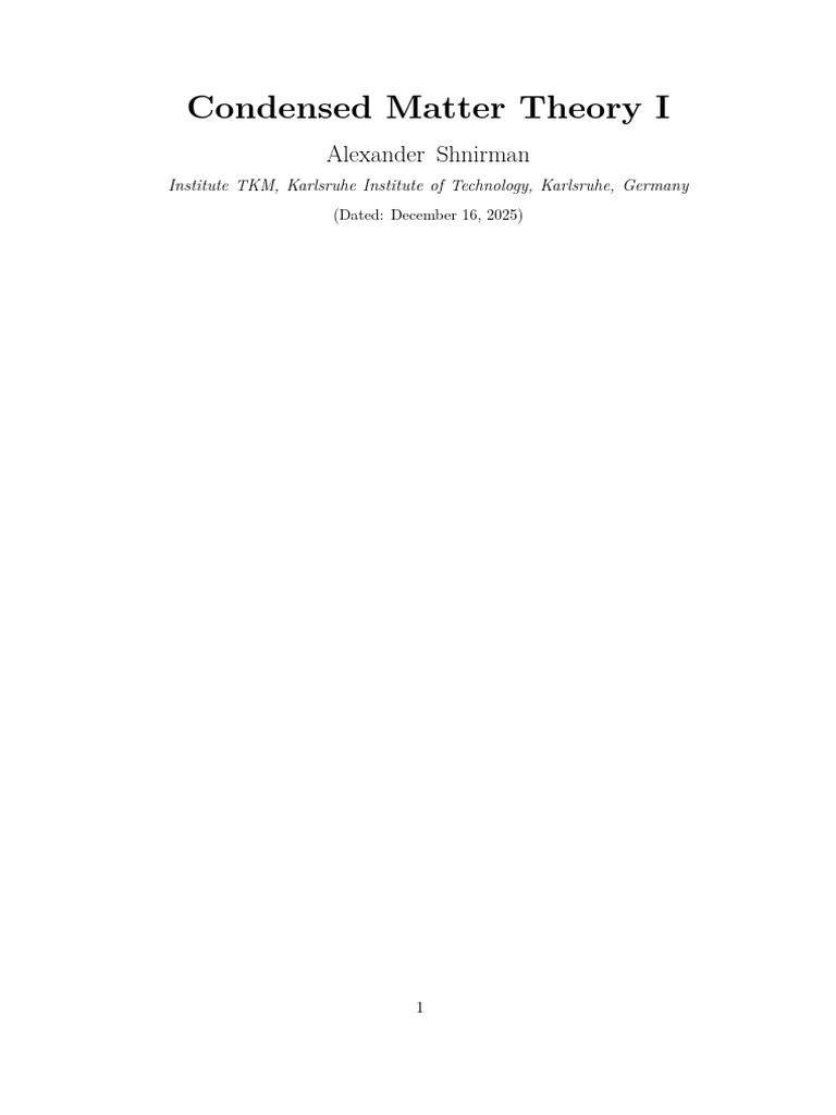 Condensed Matter Theory Overview | PDF | Electromagnetism | Theoretical ...