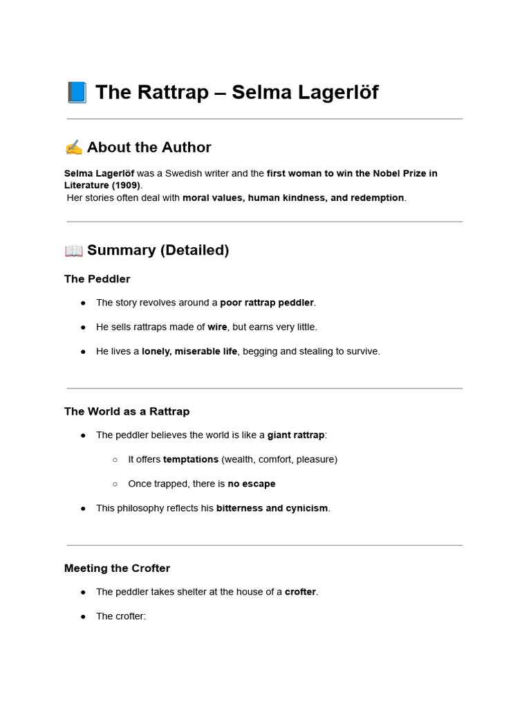 ? the Rattrap – Selma Lagerlöf | PDF