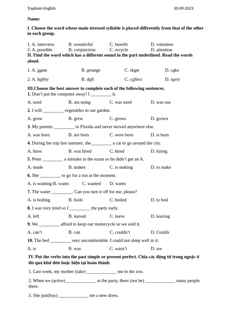 TEST U3 | PDF