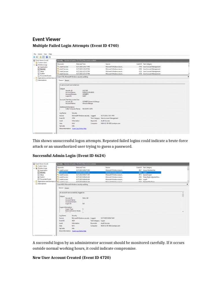 Monitor Failed Logins and User Accounts | PDF