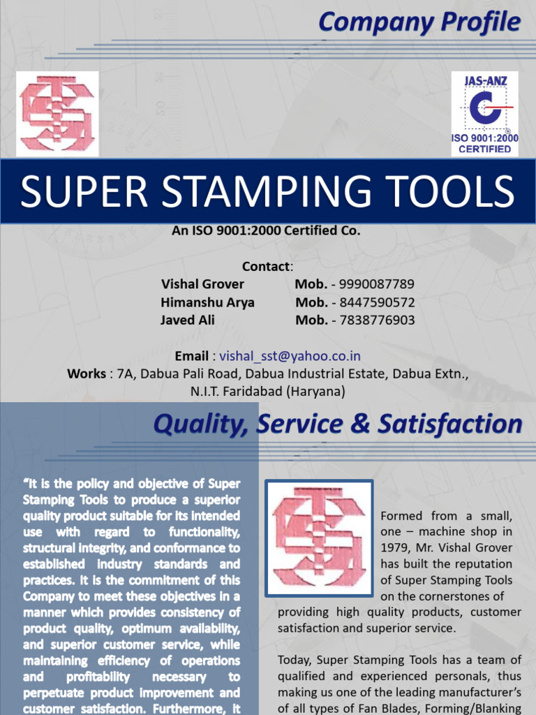 Super Stamping Tools Company Profile | PDF | Metalworking | Secondary ...