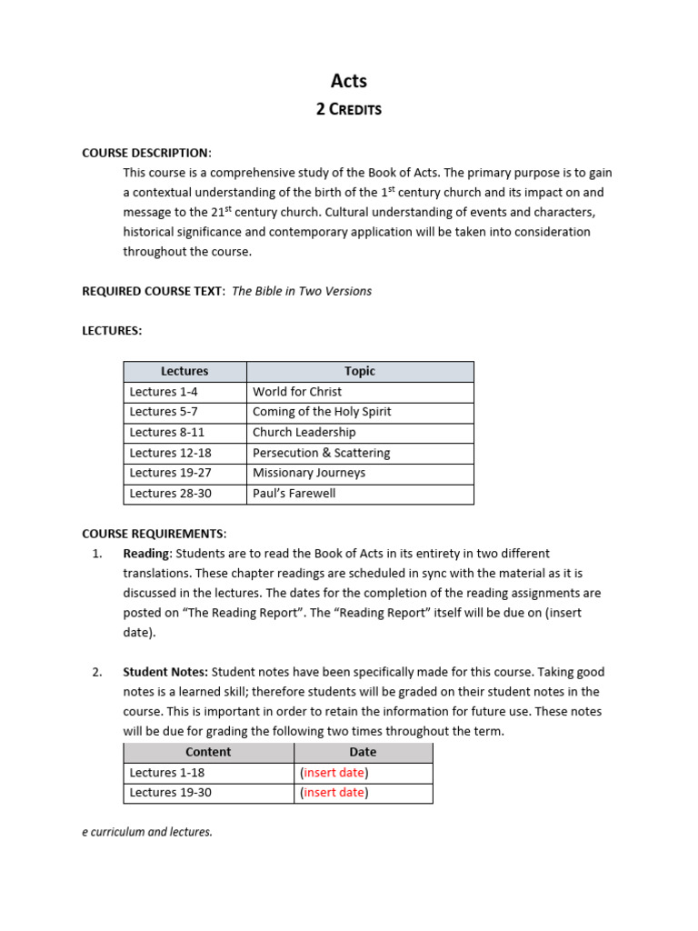 Study of the Book of Acts | PDF