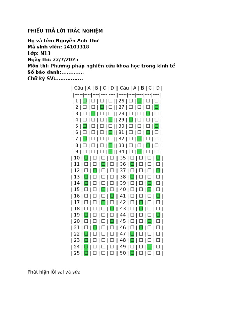 Answer Sheet | PDF