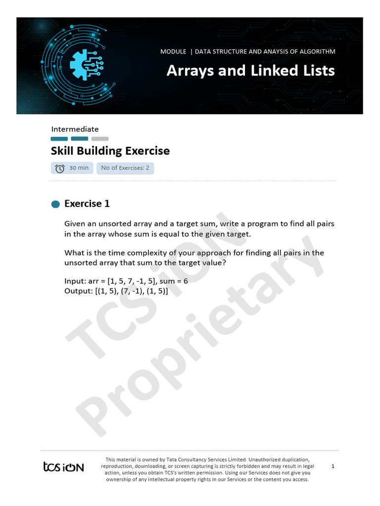 Array and Linked List Exercises | PDF